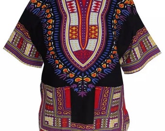 Pink Dashiki, AFRICAN Traditional print, 100% Cotton, gift idea, summer wear, Free Shipping