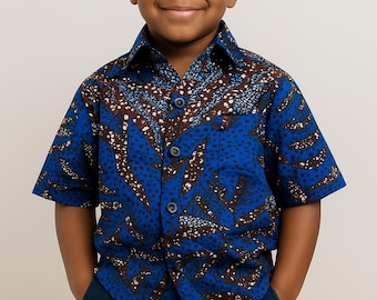 Boys Ankara Shirt | Handmade African Print, Short Sleeve