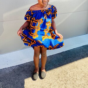 African Print kid’s off shoulder Gown