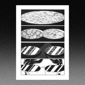 Stampa risografica di una galassia - stile fumetto