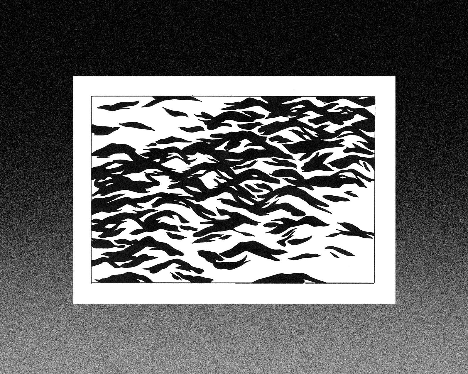 Risography print of migratory birds - comic style