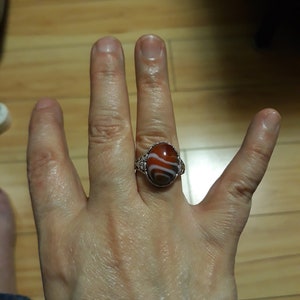 Carnelian Ring, stainless steel copper band, adjustable size