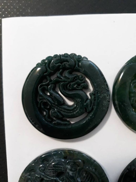 Jade and Obsidian Dragon Pendants - image 5