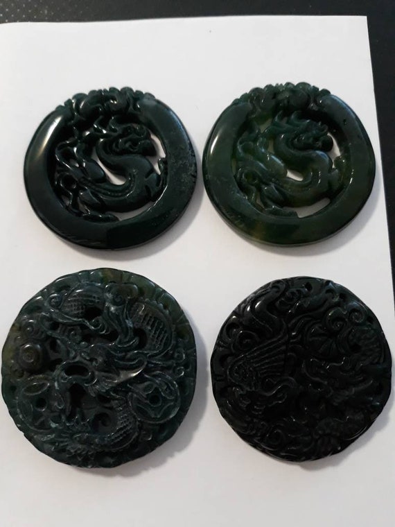 Jade and Obsidian Dragon Pendants - image 3