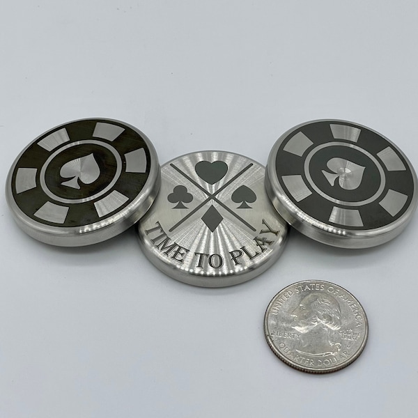 39mm Poker Card Protector Coin | Stainless Steel | Muck | CNC Machined | Fidget Toy | EDC