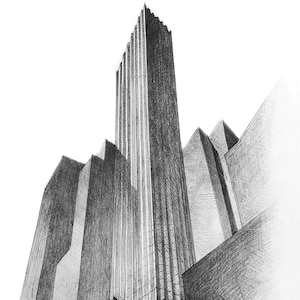 New York Skyscraper - 610 Lexington Ave. - Architects Pencil Hand Drawing Concept Drawing No. 8 – Physical Print.