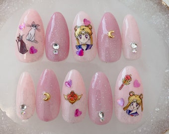 images Acrylic Nails Anime Themed Nails anime nails etsy