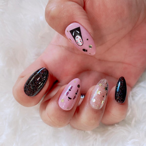 Set of 10pcs hand painted press on nails/kawaii/Japanese