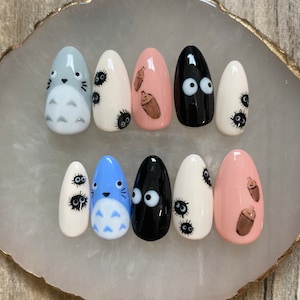 Set of 10pcs hand painted press on nails