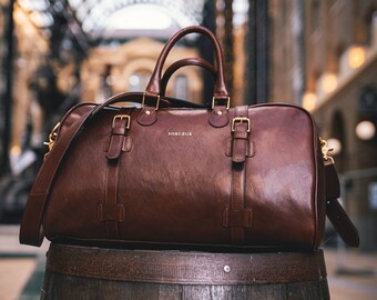 7 year warranty! Handmade Duffel Bag, Weekend Bag, Natural Leather, Travel Bag, Mens & Ladies Bag,  Gift, Personalised, Birthday, Sobczuk