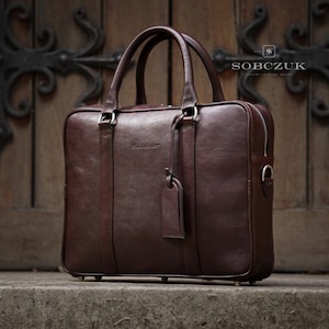 Luxury brown briefcase, 7 year-warranty, gift, Mens Leather Satchel, laptop bag, leather shoulder bag, Gift for him, gift for her, Handmade
