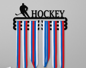 Personalized Hockey Medal Hanger Custom Name Medal Hanger Trophy Display Trophy Shelf Custom Name Ribbon Hanger Sports Hanger Soccer Hanger