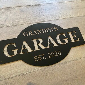 Letrero metálico personalizado para el garaje del abuelo - Decoración de garaje personalizada