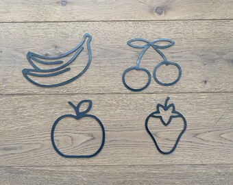 Metal Fruit Wall Art: Rustic Kitchen & Dining Decor, Set of 5