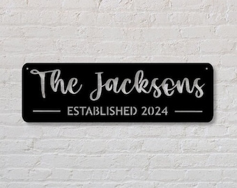 Personalized Metal Family Name Sign - Established Date Wall Art