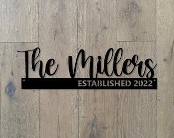 Personalized Family Name Metal Wall Art: Established Date Sign