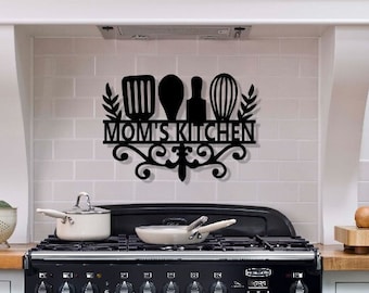 Mom's Kitchen Metal Sign: Personalized Kitchen Decor