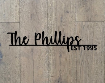 Personalized Family Name Metal Wall Art: Established Date Sign