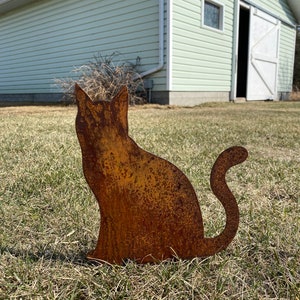 Rusty Sitting Metal Cat Yard Decor Art | Cat Lawn Decor | Corten | Garden Art | Ensix Metal Design