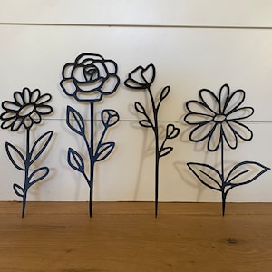 Set of 4 Handcrafted Metal Flower Wall Art Decor Pieces Floral Wall Art Flower Home Decor