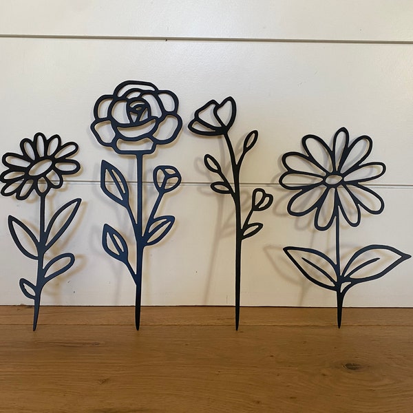 Set of 4 Handcrafted Metal Flower Wall Art Decor Pieces Floral Wall Art Flower Home Decor