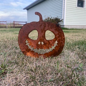 Rusty Halloween Pumpkin Decor Halloween Yard Decor Metal Scary Lawn Decor Corten Garden Art Pumpkins Halloween Decorations Ensix Metal