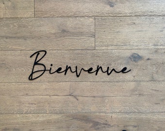 Bienvenue Metal Word - Metal Wall Art - Bienvenue Word sign - Bienvenue Word Script | Ensix Metal Design