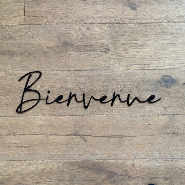 Bienvenue Metal Word - Metal Wall Art - Bienvenue Word sign - Bienvenue Word Script | Ensix Metal Design