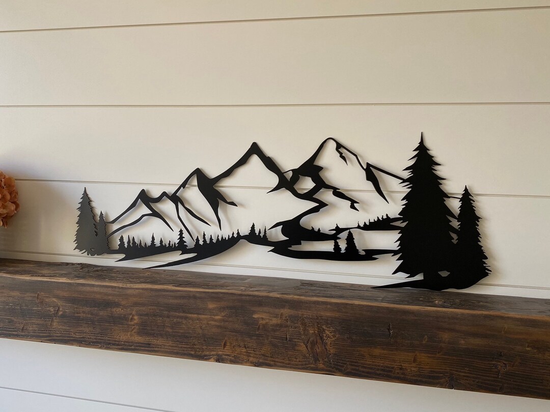 Metal Mountain Range Wall Art Nature Scene Cabin Decor Gift Idea Hiking