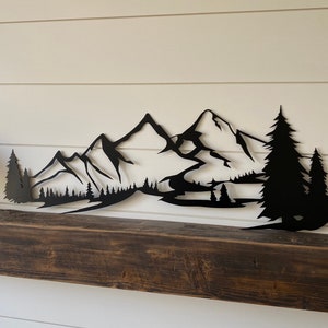 Metal Mountain Range Wall Art Nature Scene Cabin Decor Gift Idea Hiking Art Mountain Decor Mountain Scene Mountain Images Nature Home Decor