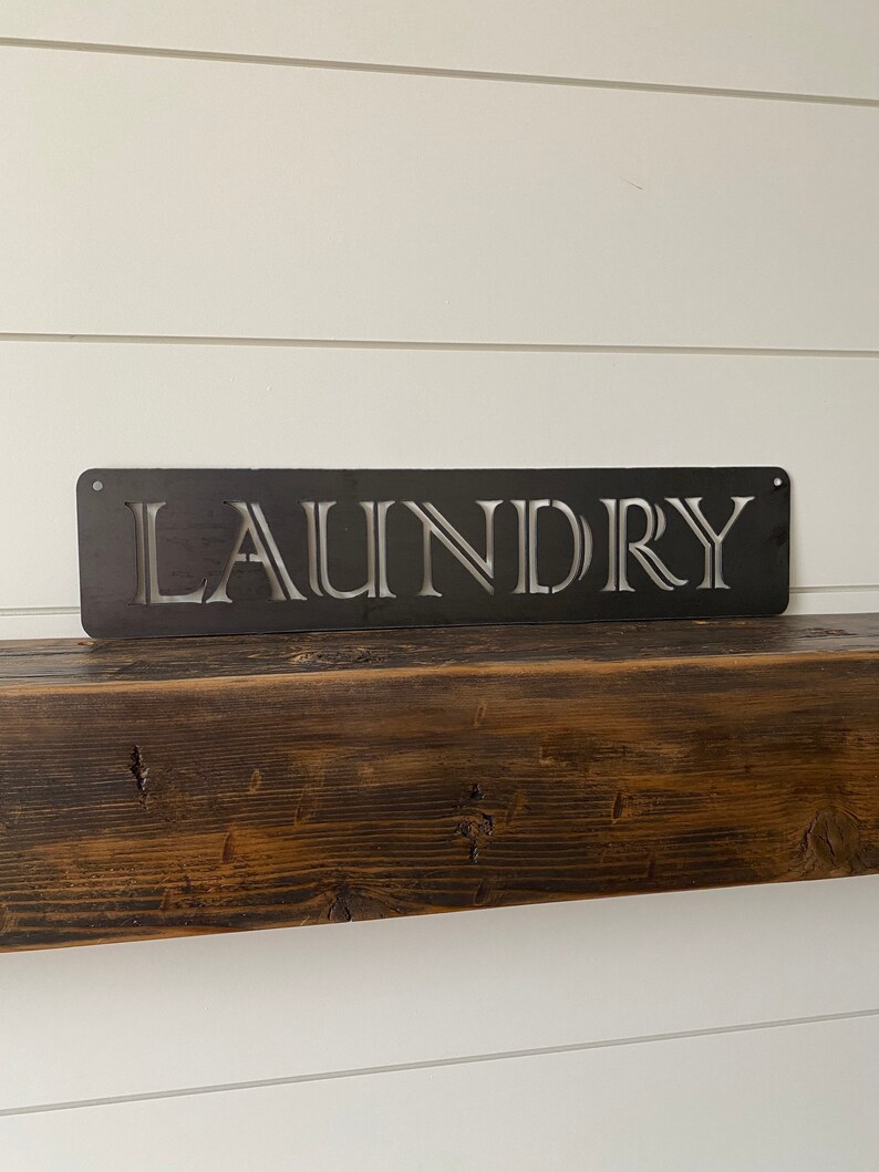 LAUNDRY Metal Decor Sign Housewarming Kitchen Capital letters Laundry Room Sign Interior Home Art Laundry Room Art Sign Ensix Metal Design image 3