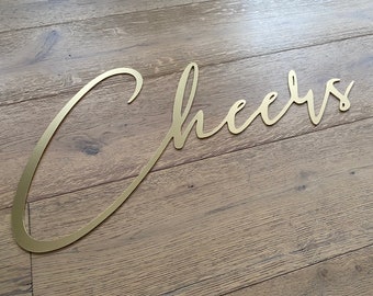 Cheers Metal Word - Metal Wall Art - Cheers Word sign - Cheers Word Script