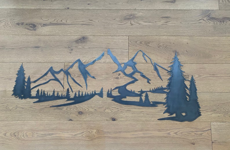 Metal Mountain Range Wall Art With Trees 48 and 60 Wide. Etsy Canada