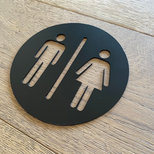 Unisex Metal Bathroom Washroom Restroom Sign | Door Sign | Male & Female Door Label