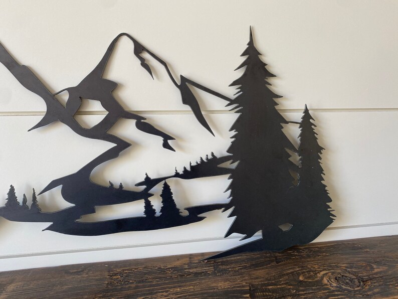 Metal Mountain Range Wall Art with trees Etsy