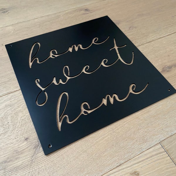 Square Home Sweet Home Metal Wall & Door Sign - Modern Entryway Decor - Handcrafted Home Accent - Welcome Guests in Style - Front Door Art