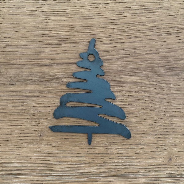 Christmas Tree Metal Ornament - Handcrafted Holiday Decor - Rustic Xmas Tree Decoration - Festive Seasonal Hanging - Unique Gift Idea