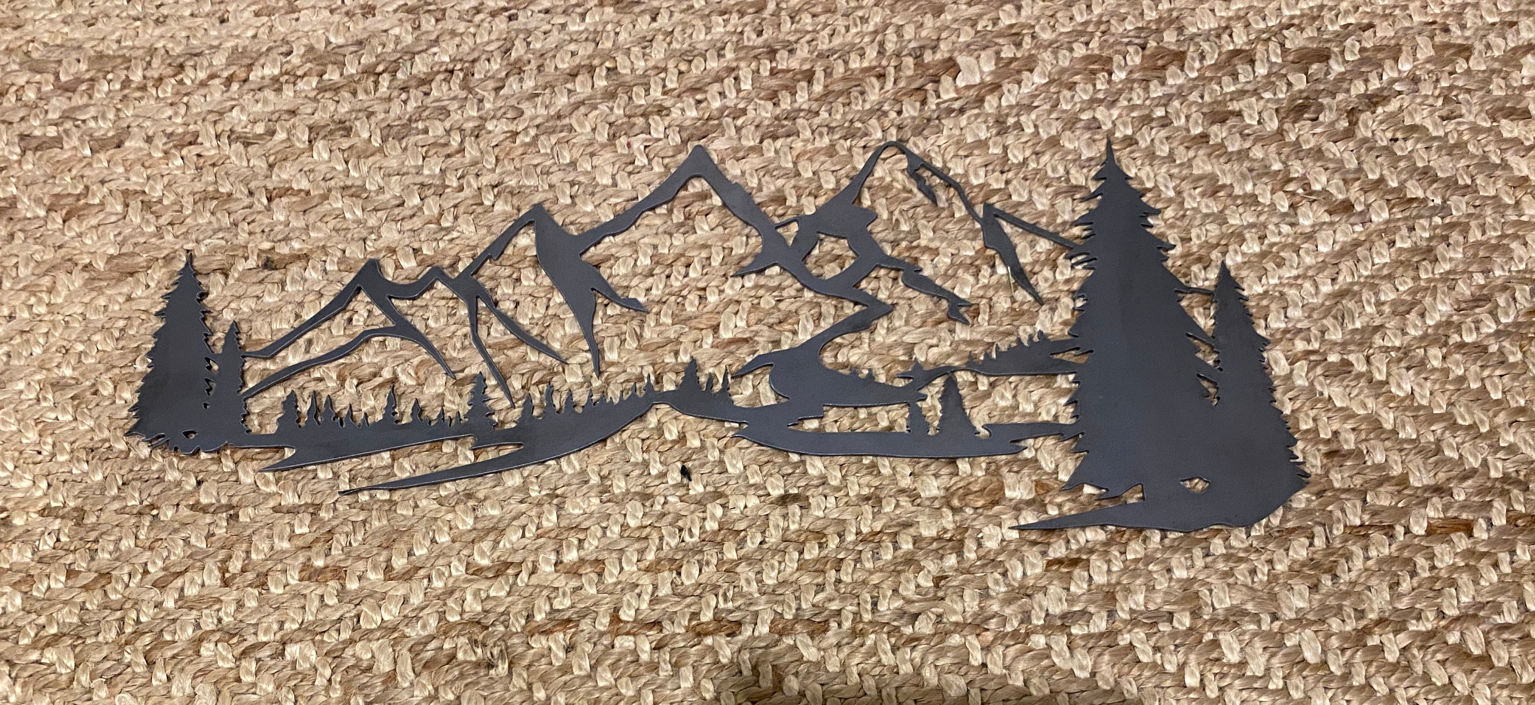 Metal Mountain Range Wall Art with trees Etsy