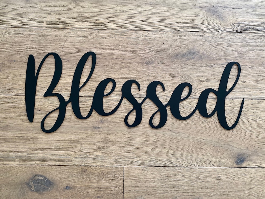 Blessed Metal Wall Art: Script Word Sign - Etsy