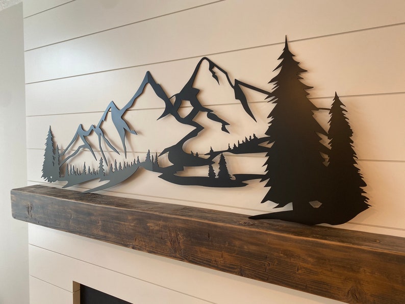 Metal Mountain Range Wall Art With Trees 48 and 60 Wide. Etsy