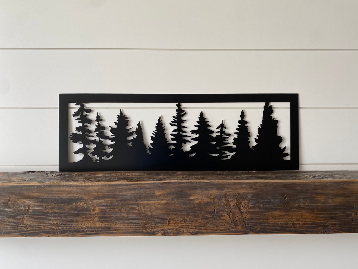 Frame Metal Tree Line Wall Art Line of Trees Forest Etsy Canada