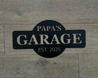 Personalized Papa's Garage Metal Sign - Custom Shop Sign | Fathers Day Gift | Christmas Gift for Dads Garage Gift for Papa
