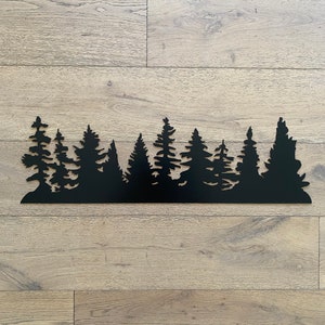 Nature Tree Line Metal Wall Art Rustic Home Decor Handcrafted Tree Silhouette Nature Lover Gift Outdoor Wall Hanging