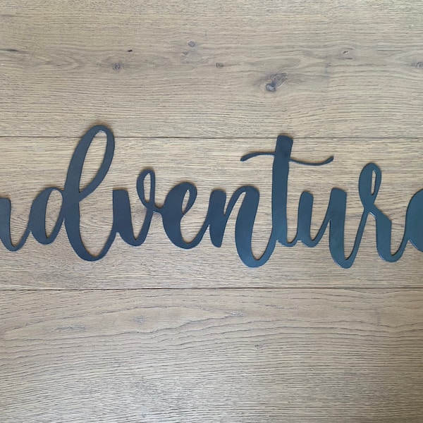 Arte de palabras de Adventure Metal: Letrero decorativo de pared de acero