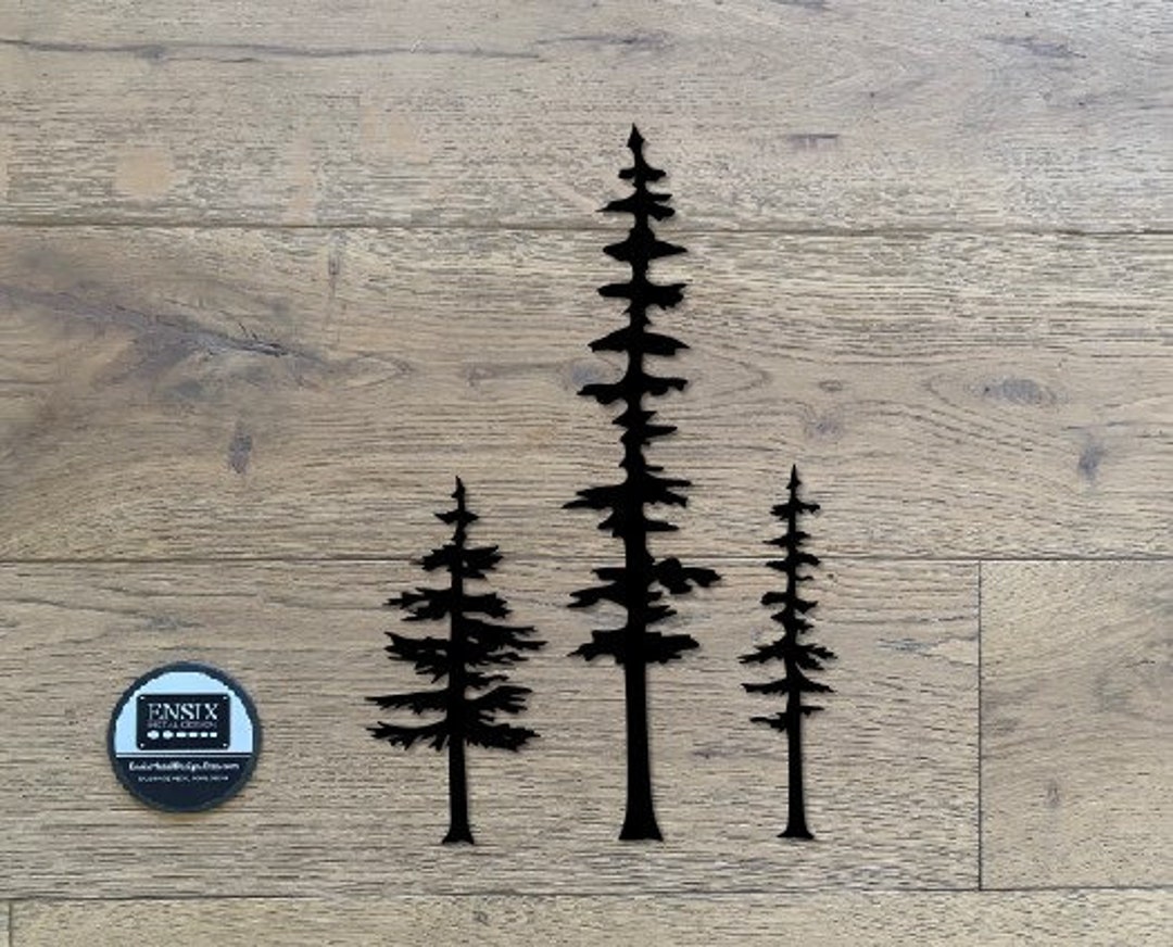Metal Pine Tree Wall Art: Nature Scene, Set of 3 - Etsy