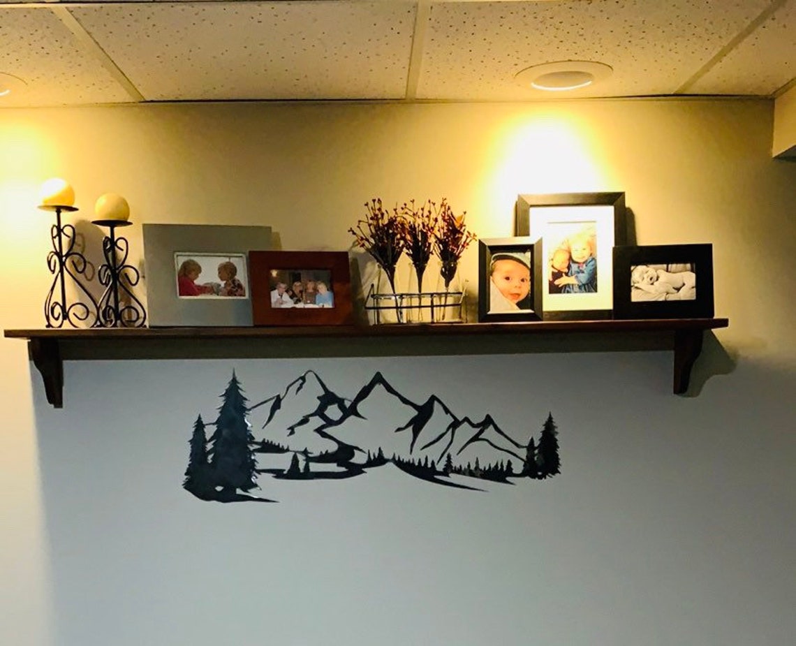 Metal Mountain Range Wall Art with trees Etsy