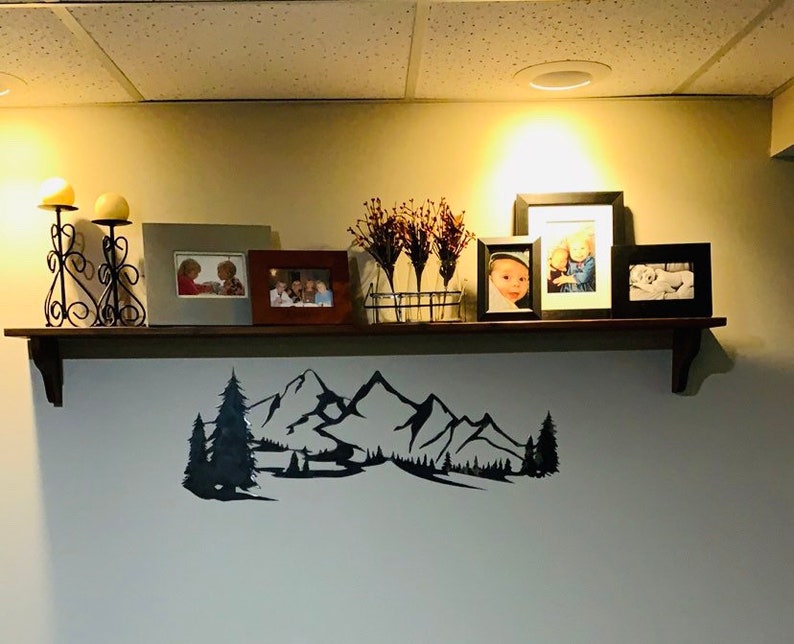 Metal Mountain Range Wall Art with trees Etsy