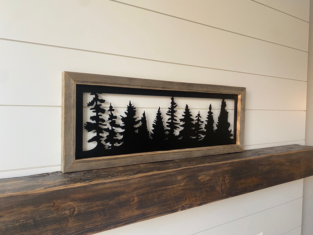 FEATURE - Custom Rustic Wood Framed Metal Tree Forest Wall Art ...