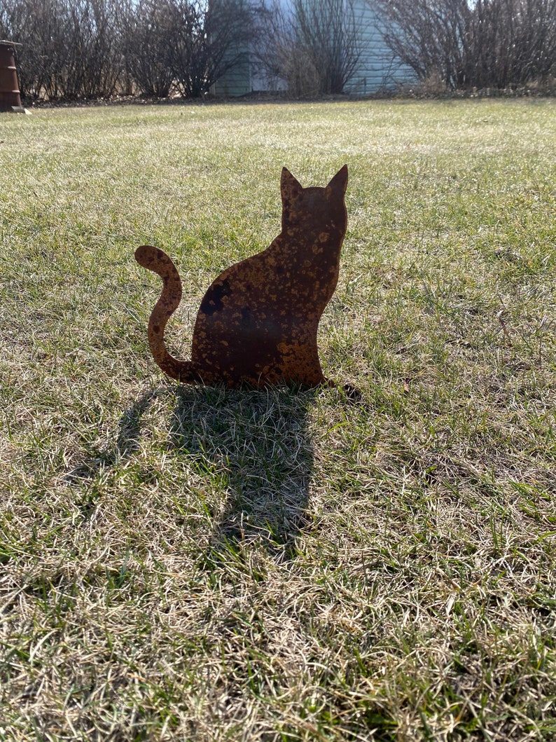 Rusty Sitting Metal Cat Yard Decor Art Cat Lawn Decor Etsy