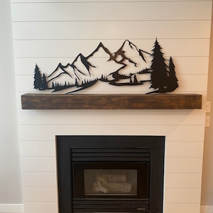 Metal Mountain Range Wall Art with Trees - 48” and 60” wide. Large.